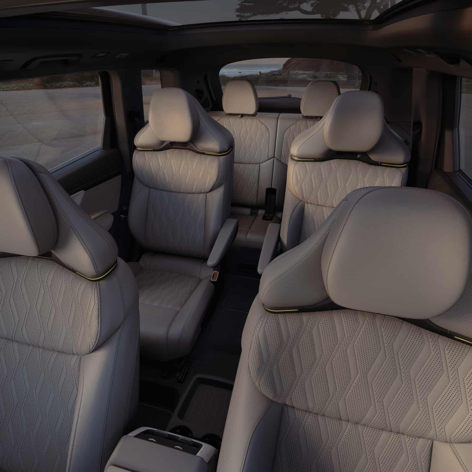 2027 Audi Q9 second and third rows with six individual seats