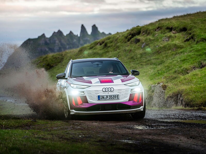 2023 Audi Q6 e-tron driving in mud