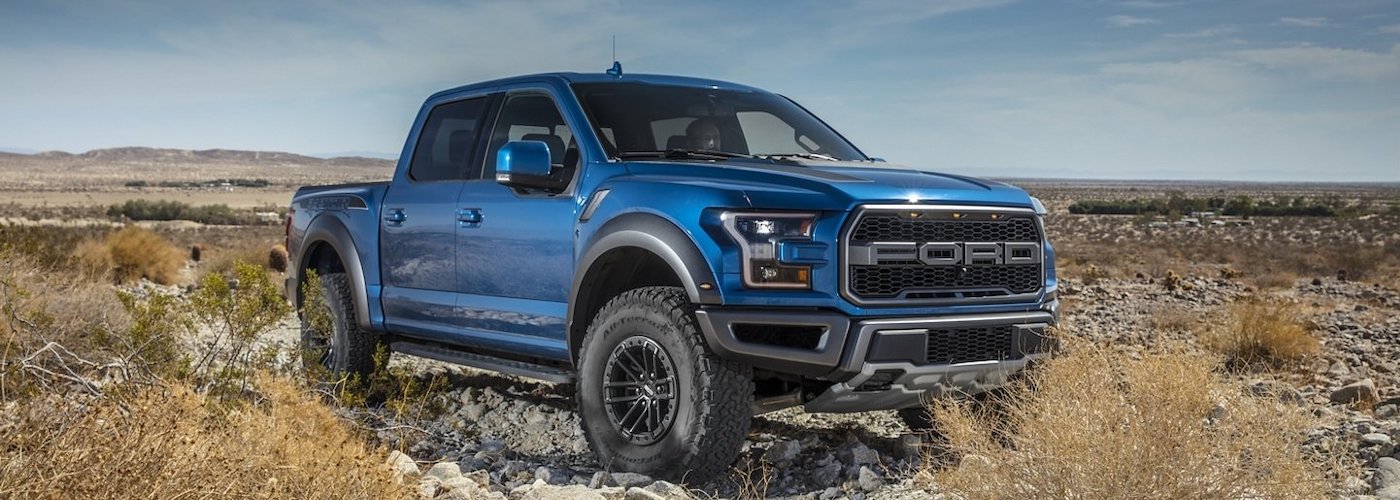 Blue F-150 on Rocky Terrain