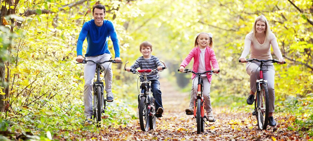 Family of 4 Biking