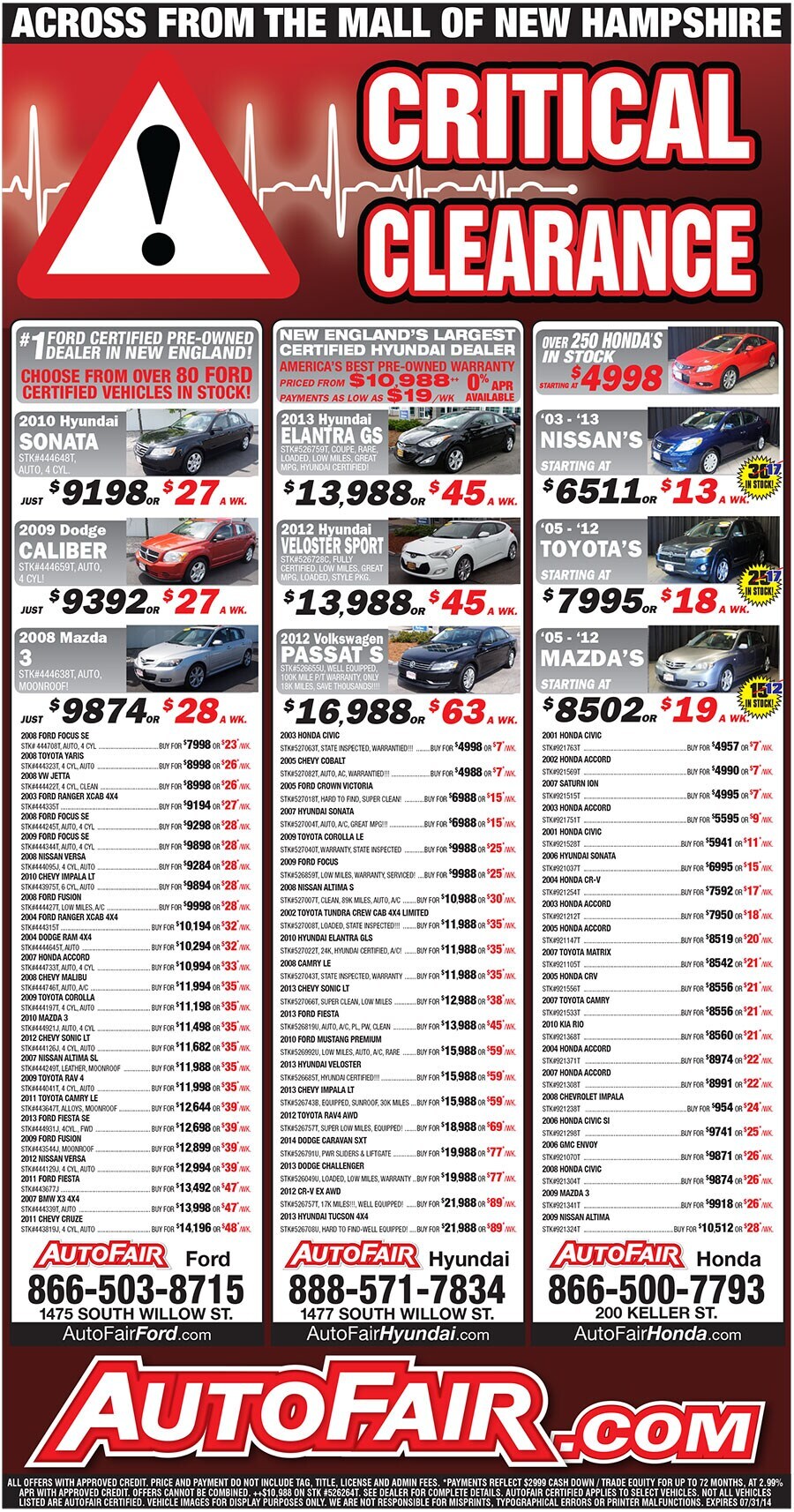 AUTOFAIR MANCHESTER NH HONDA FORD HYUNDAI PRE-OWNED SPECIALS