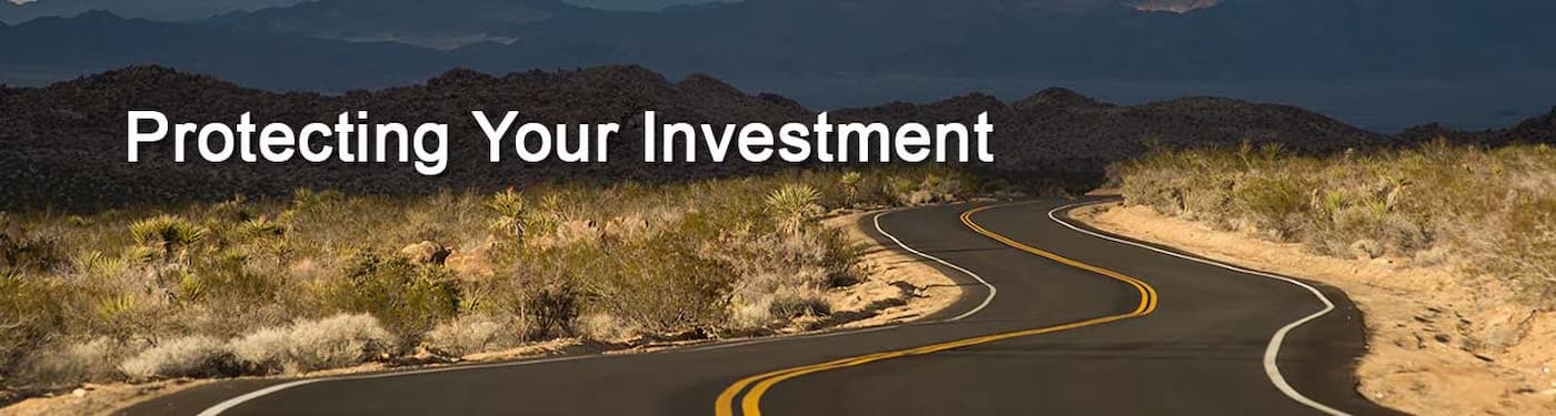 Banner image with PROTECTING YOUR INVESTMENT text overlaying a winding road