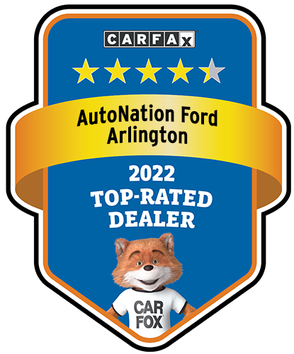 AutoNation Ford Arlington Recognized as a CARFAX Top-Rated Dealer 2022 CARFAX Top-Rated Dealer badge