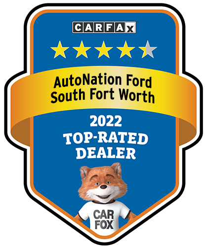 AutoNation Ford South Fort Worth Recognized as a CARFAX Top-Rated Dealer 2022 CARFAX Top-Rated Dealer badge