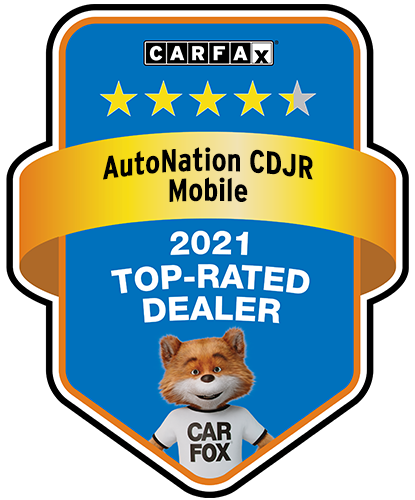 Autonation Chrysler Dodge Jeep Ram Mobile Recognized as a CARFAX Top-Rated Dealer 2021 CARFAX Top-Rated Dealer badge