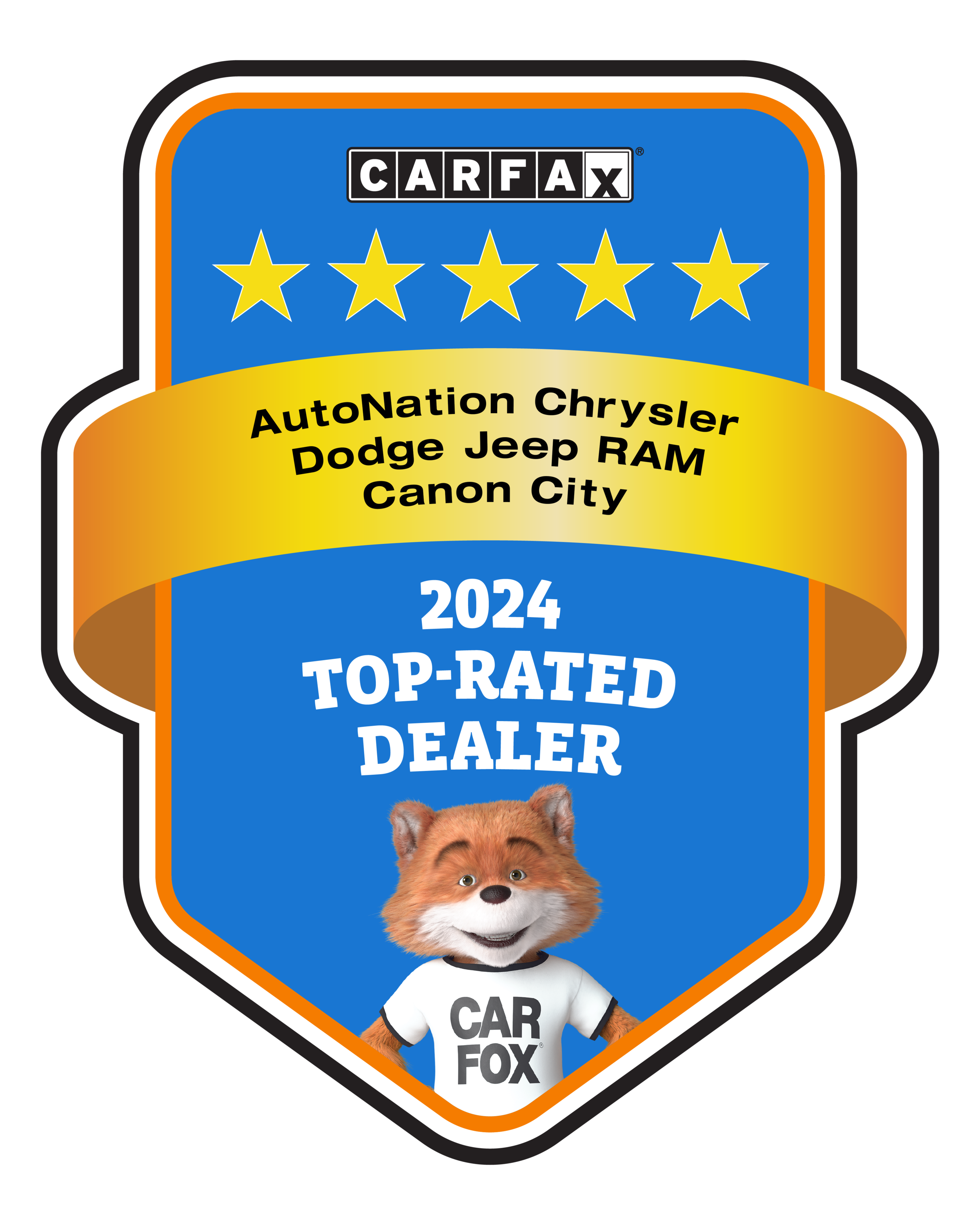 AutoNation Chrysler Dodge Jeep Ram Canon City Recognized as a CARFAX Top-Rated Dealer 2024 CARFAX Top-Rated Dealer badge