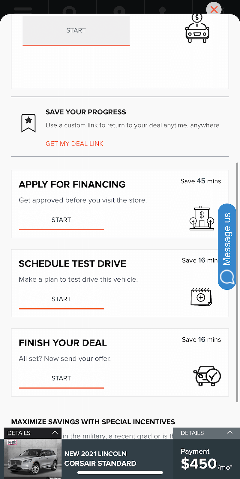 AutoNation Express tool on a mobile device
