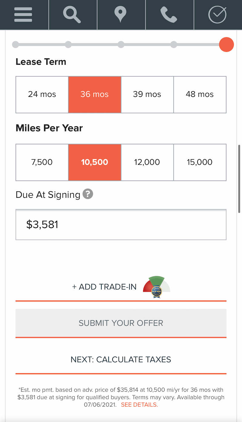 AutoNation Express tool on a mobile device
