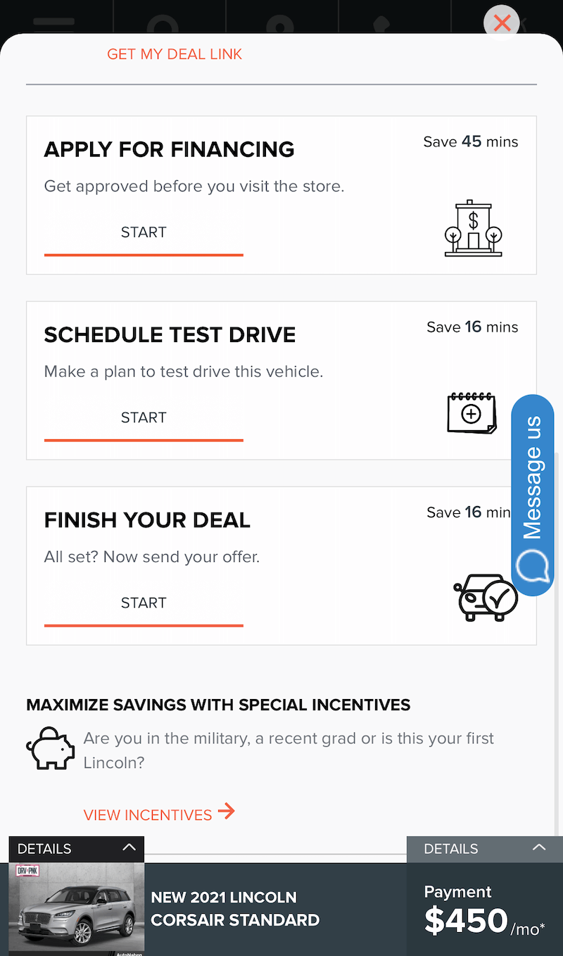 AutoNation Express tool on a mobile device