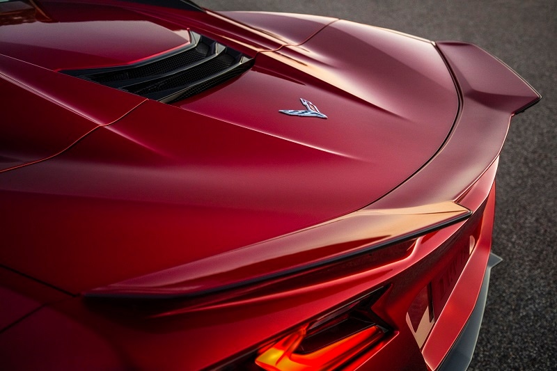 Track Terror: First Look at the 2023 Corvette Z06 Rear spoiler of Corvette Z06