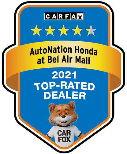 AutoNation Honda at Bel Air Mall Recognized as a CARFAX Top-Rated Dealer 2021 CARFAX Top-Rated Dealer badge