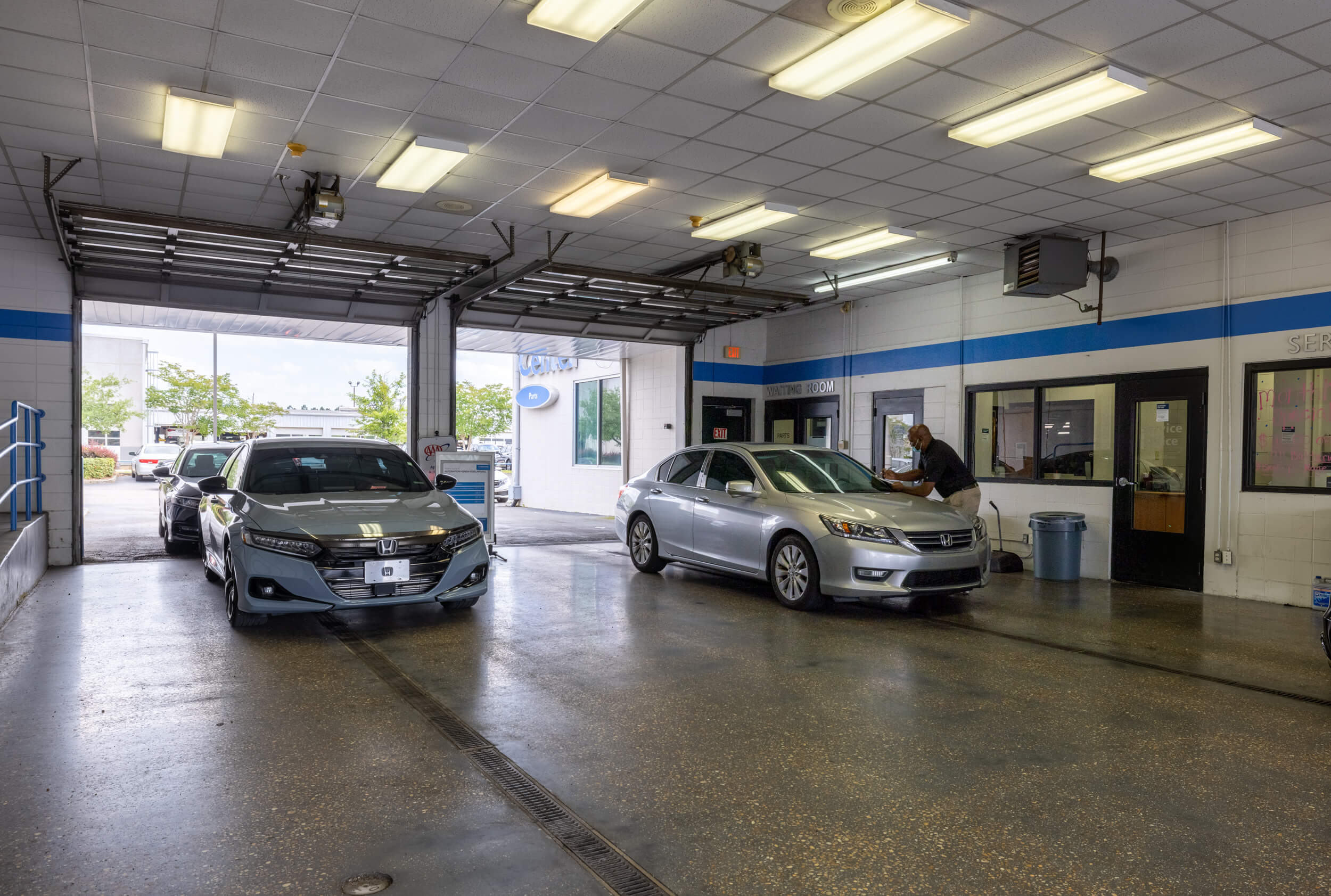 AutoNation Honda at Bel Air Mall services new and used Honda cars, trucks and SUVs with expert service technicians Interior view of the service center bay at AutoNation Honda at Bel Air Mall