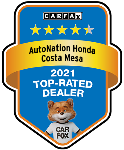 AutoNation Honda Costa Mesa Recognized as a CARFAX Top-Rated Dealer 2021 CARFAX Top-Rated Dealer badge