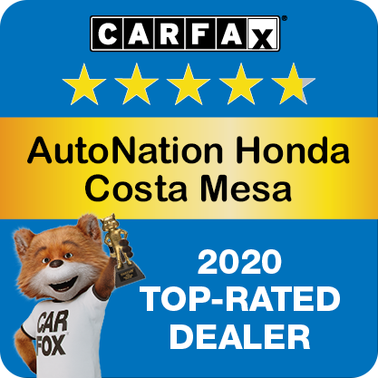 AutoNation Honda Costa Mesa Recognized as a CARFAX Top-Rated Dealer 2020 CARFAX Top-Rated Dealer badge