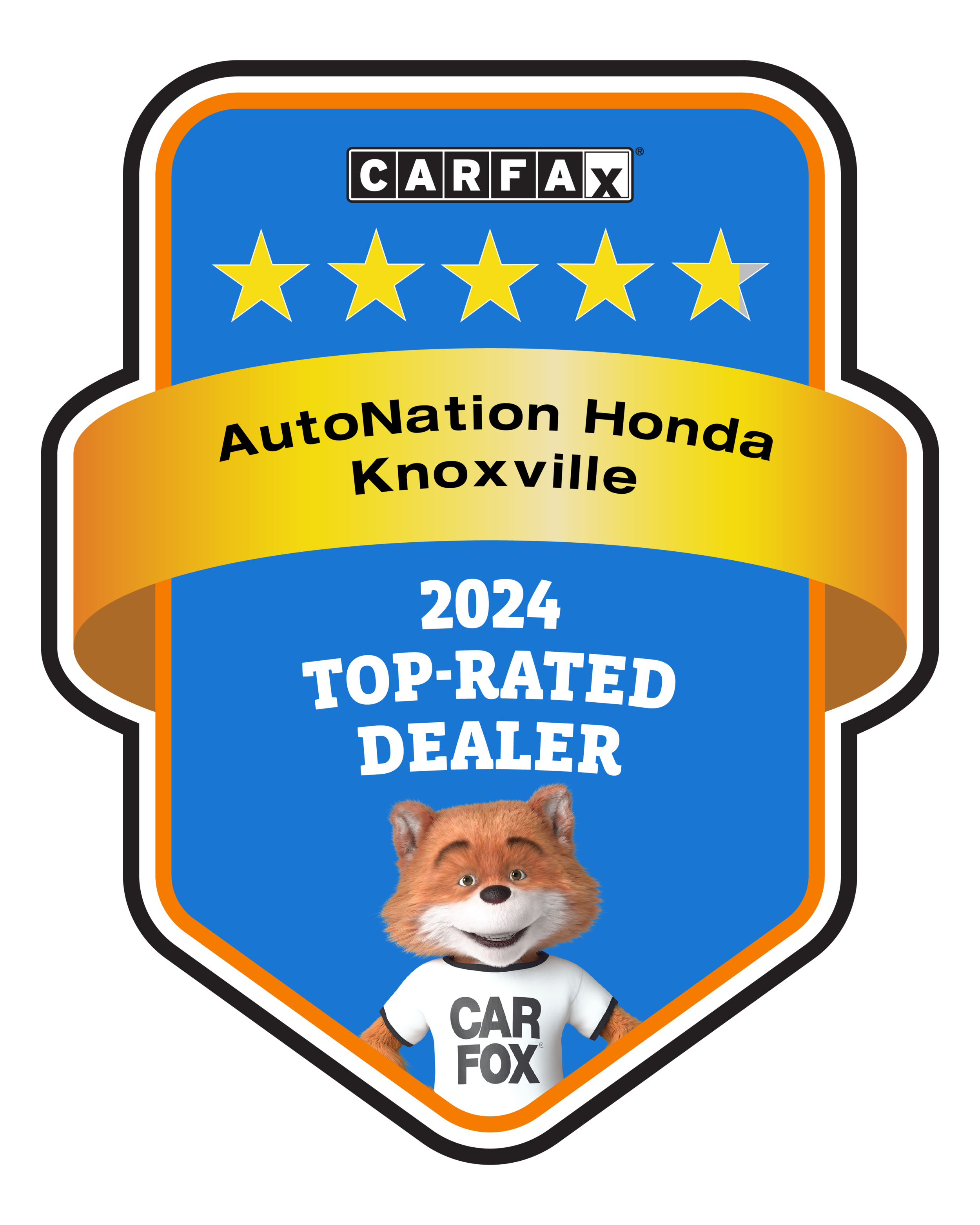 AutoNation Honda West Knoxville Recognized as a CARFAX Top-Rated Dealer 2024 CARFAX Top-Rated Dealer badge