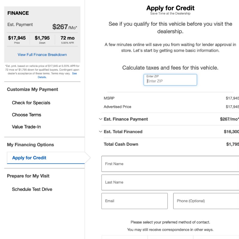 Secure online finance application form