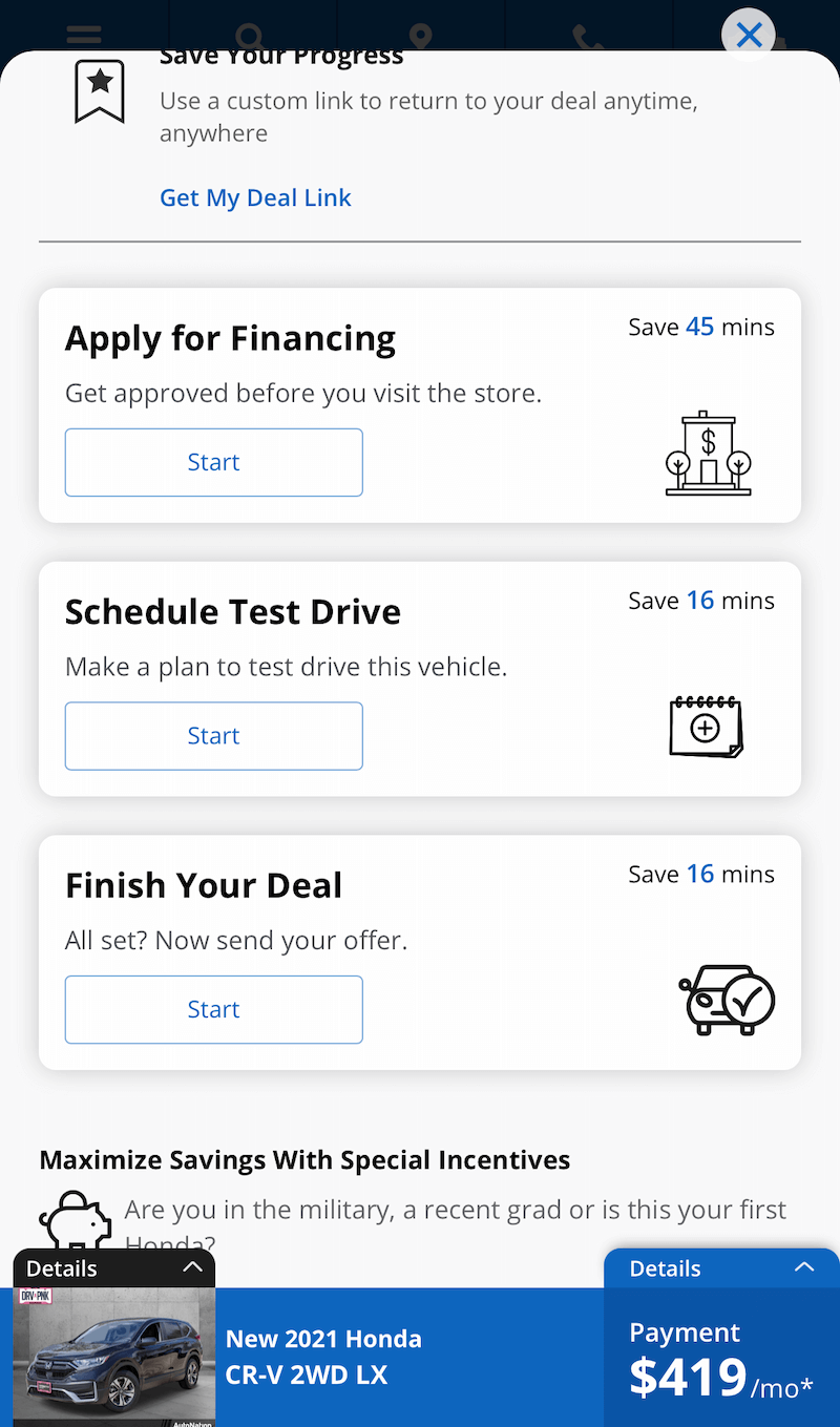 AutoNation Express tool on a mobile device