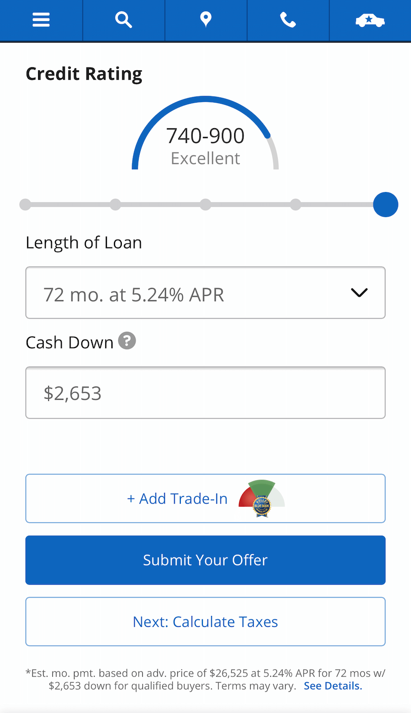 AutoNation Express tool on a mobile device