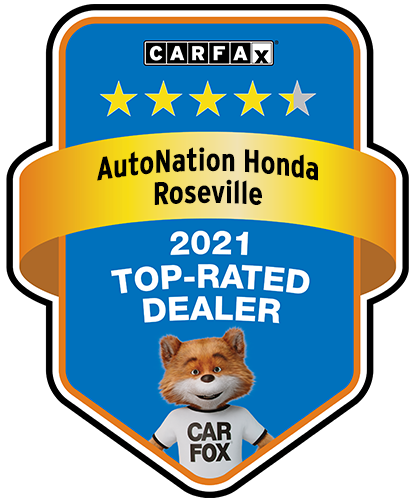 AutoNation Honda Roseville Recognized as a CARFAX Top-Rated Dealer 2021 CARFAX Top-Rated Dealer badge