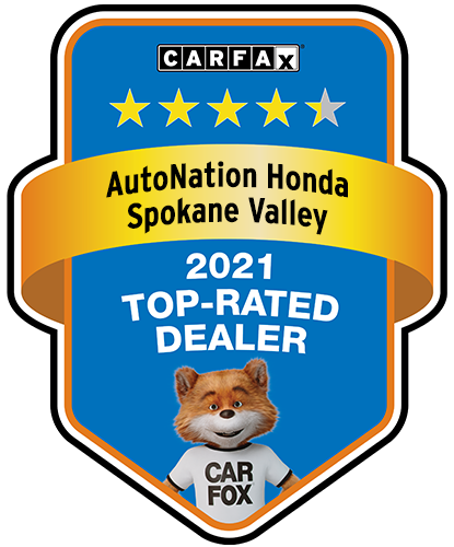 AutoNation Honda Spokane Valley Recognized as a CARFAX Top-Rated Dealer 2021 CARFAX Top-Rated Dealer badge