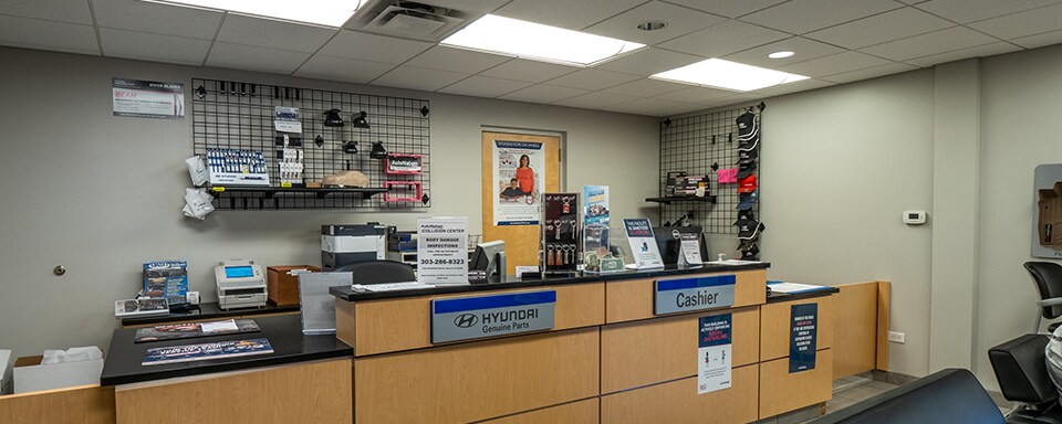 AutoNation Hyundai 104 Parts Department Shot of AutoNation Hyundai 104's Parts Department with Hyundai parts for sale