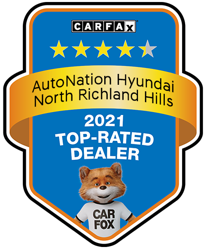 AutoNation Hyundai North Richland Hills Recognized as a CARFAX Top-Rated Dealer 2021 CARFAX Top-Rated Dealer badge