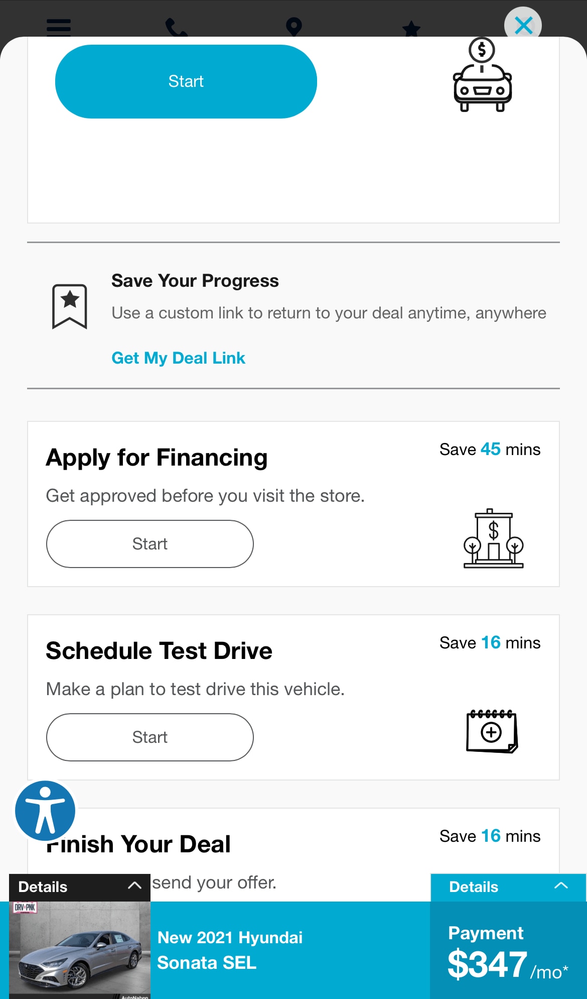AutoNation Express tool on a mobile device