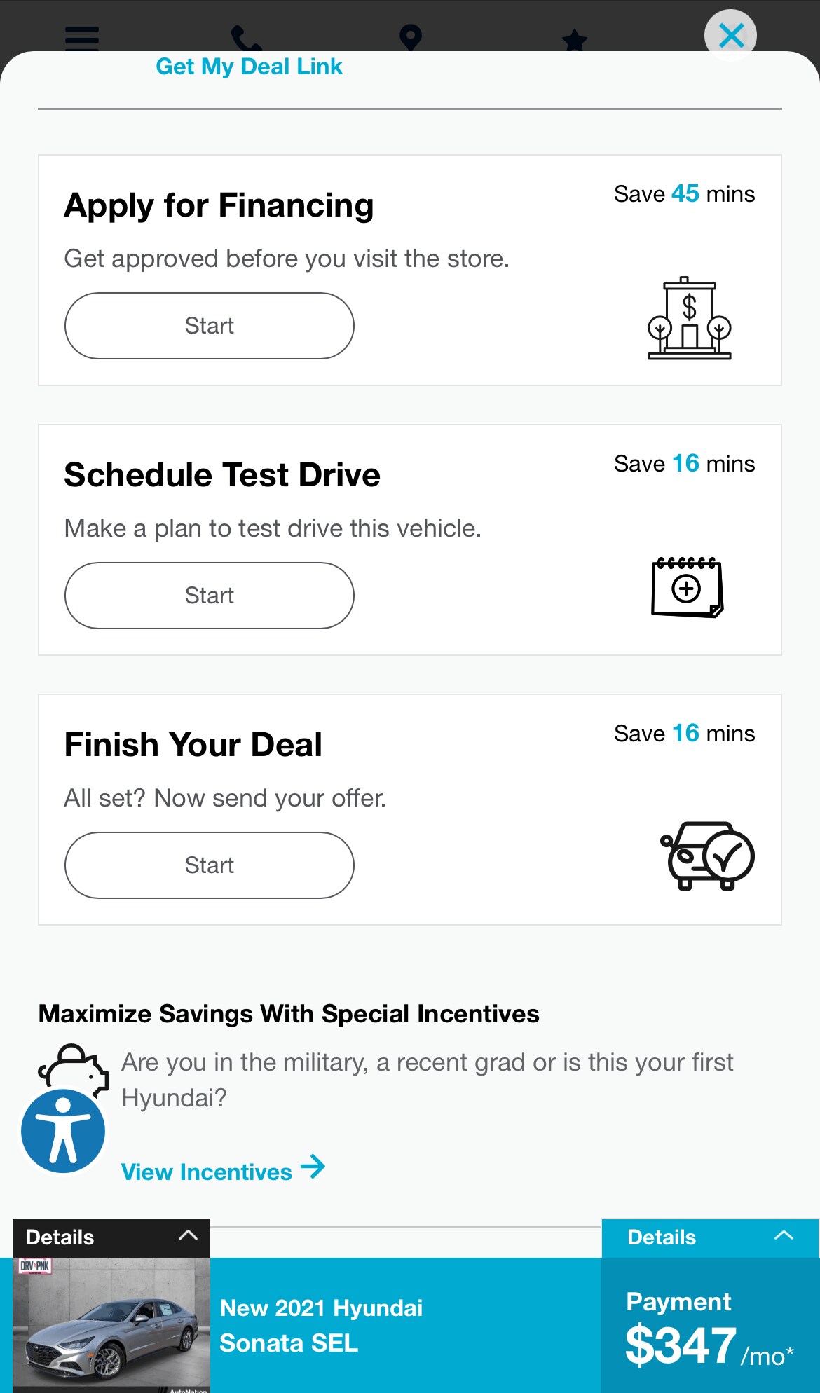 AutoNation Express tool on a mobile device
