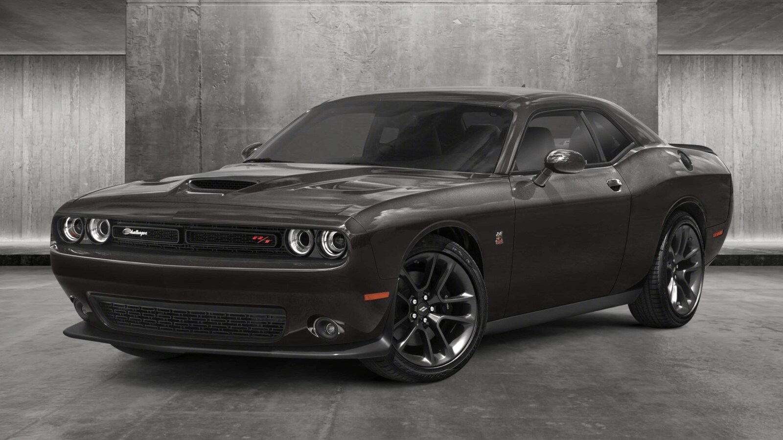 Compare the Ford Mustang and the Dodge Challenger Dodge Challenger in Granite Pearlcoat