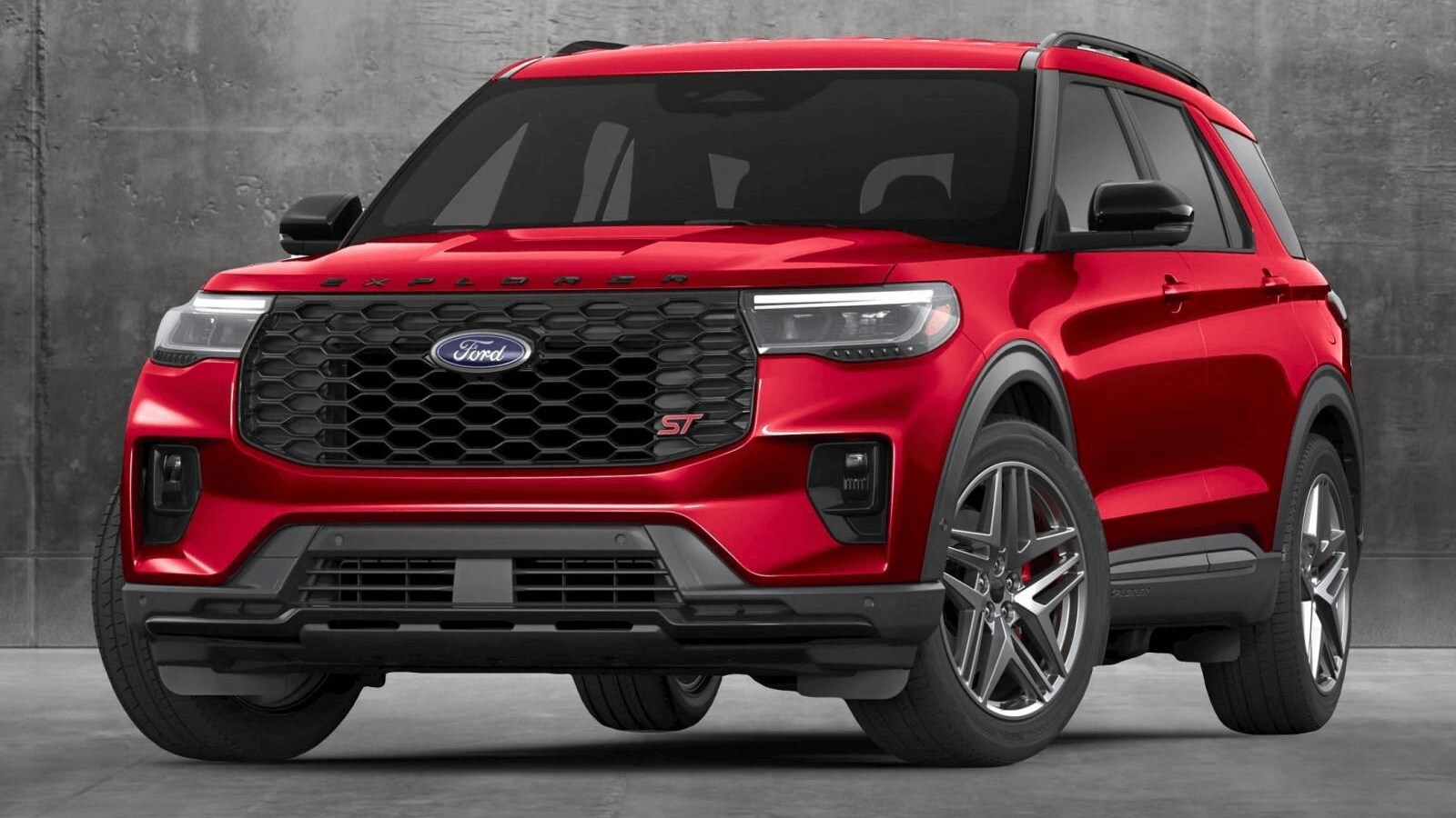 Compare the Ford Explorer SUV and the Toyota Highlander SUV Ford Explorer SUV in Rapid Red Metallic Tinted Clearcoat