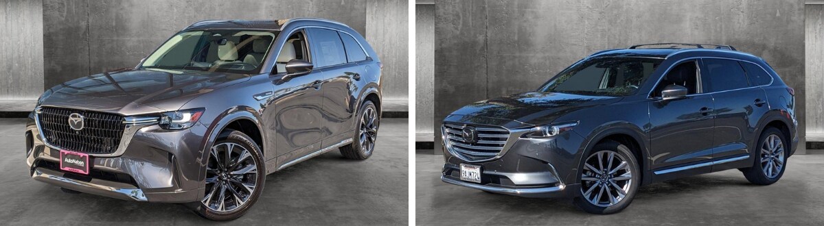 2024 Mazda CX-90 next to a Mazda CX-9