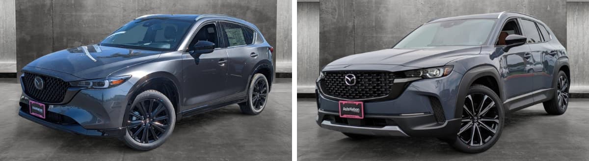 Mazda CX-5 next to a Mazda CX-50
