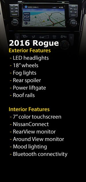 2016 Nissan
Rogue features 2016 Nissan Rogue features