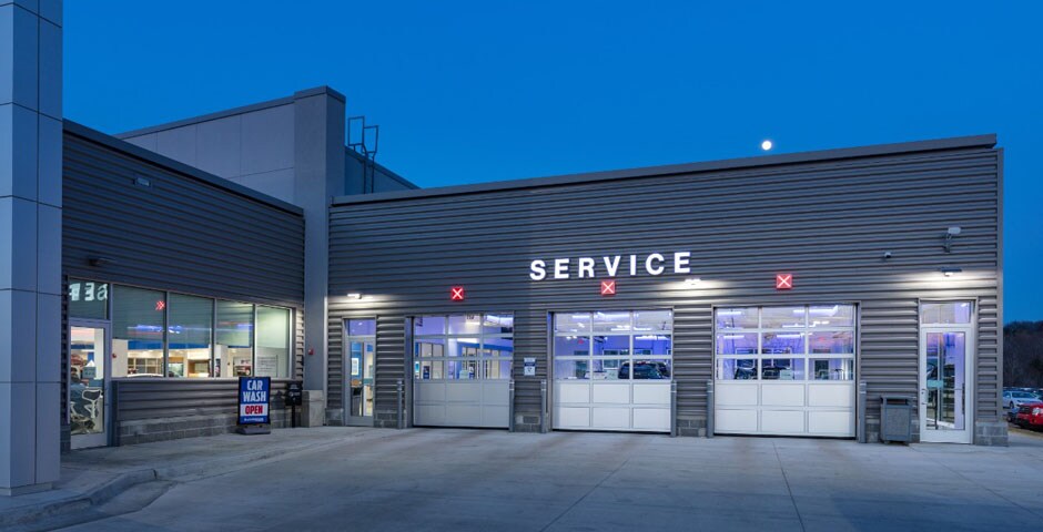 AutoNation Ford North Canton Service Center View of AutoNation Ford North Canton service center entrance at night