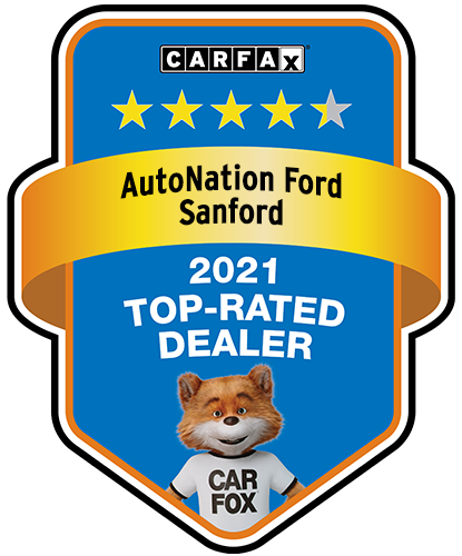 AutoNation Ford Sanford Recognized as a CARFAX Top-Rated Dealer 2021 CARFAX Top-Rated Dealer badge