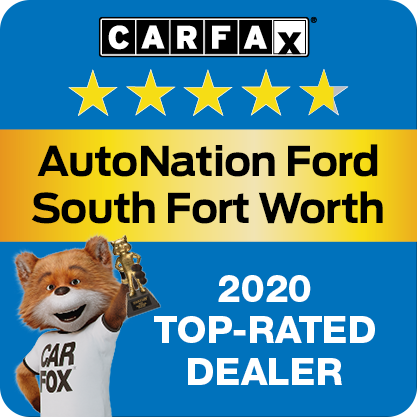 AutoNation Ford South Fort Worth Recognized as a CARFAX Top-Rated Dealer 2020 CARFAX Top-Rated Dealer badge