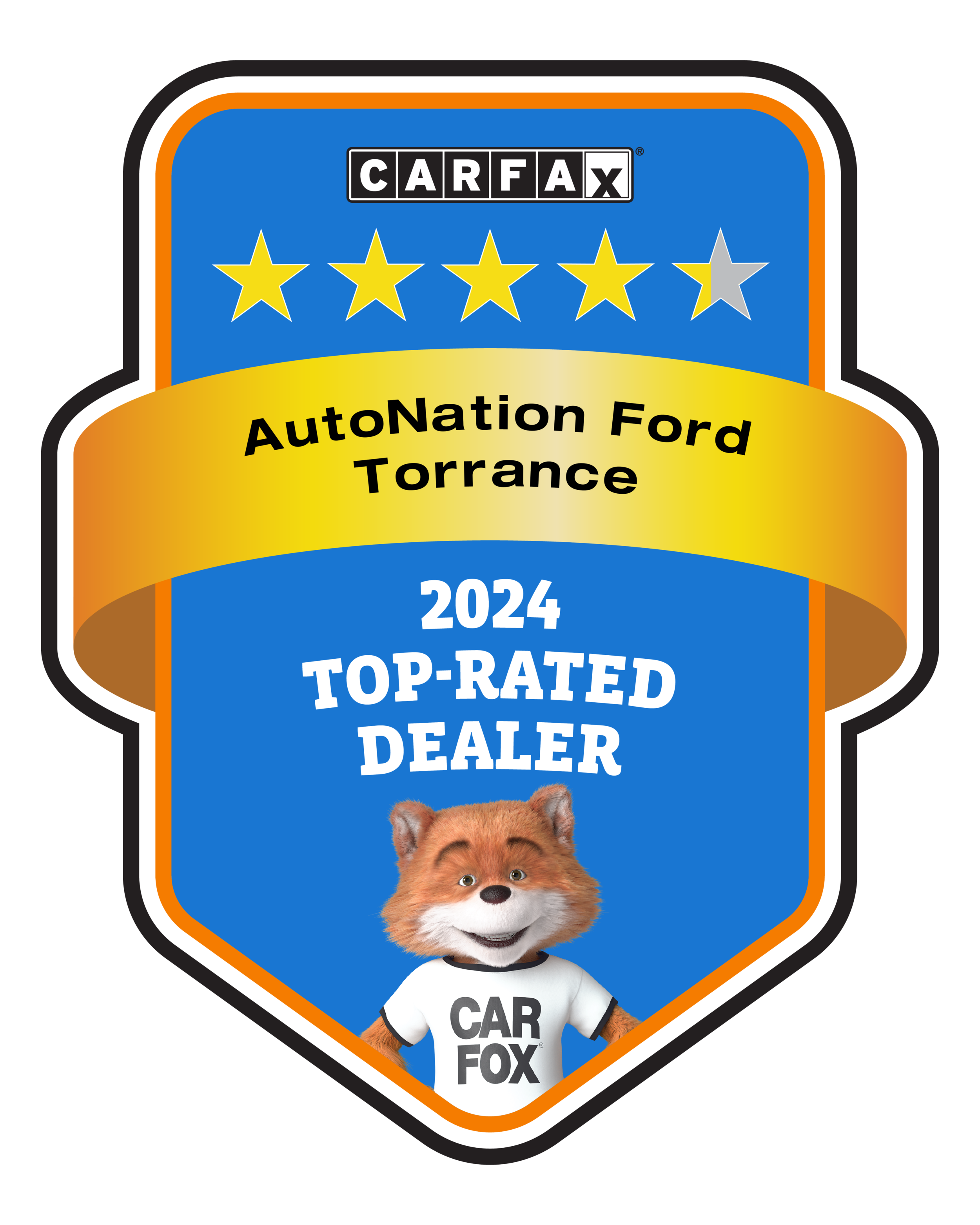 AutoNation Ford Torrance Recognized as a CARFAX Top-Rated Dealer 2024 CARFAX Top-Rated Dealer badge