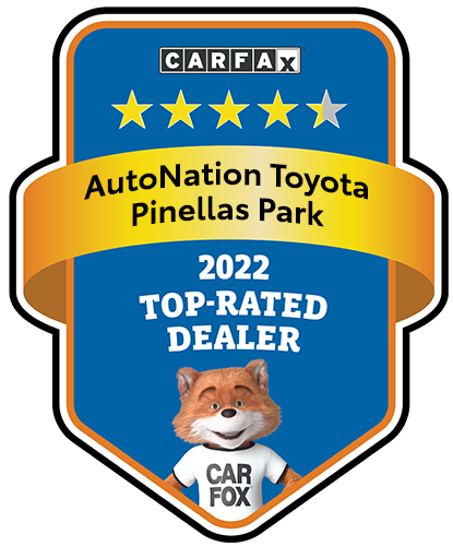 AutoNation Toyota Pinellas Park Recognized as a CARFAX Top-Rated Dealer 2022 CARFAX Top-Rated Dealer badge