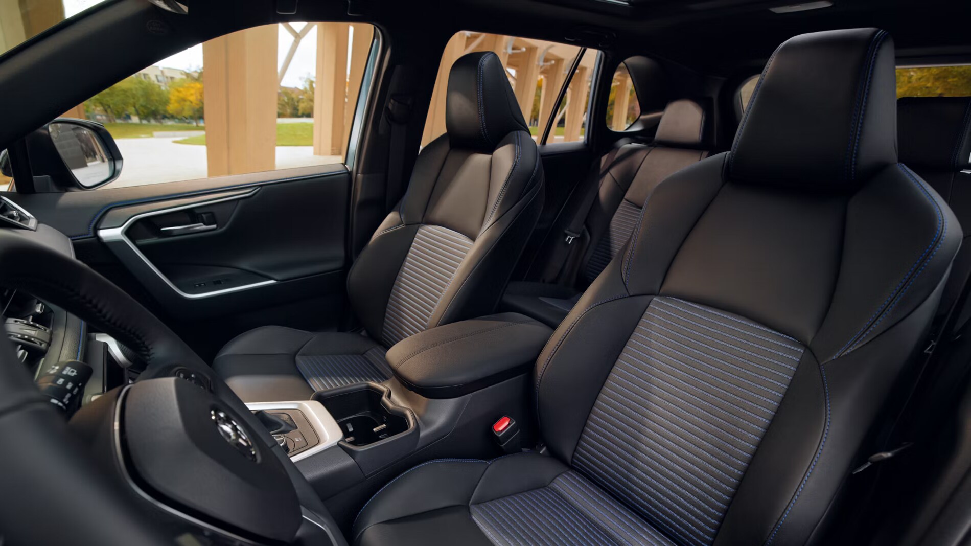 Learn about the interior dimensions of the Toyota RAV4 Interior shot of the Toyota RAV4