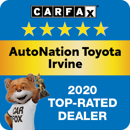 AutoNation Toyota Irvine Recognized as a CARFAX Top-Rated Dealer 2020 CARFAX Top-Rated Dealer badge