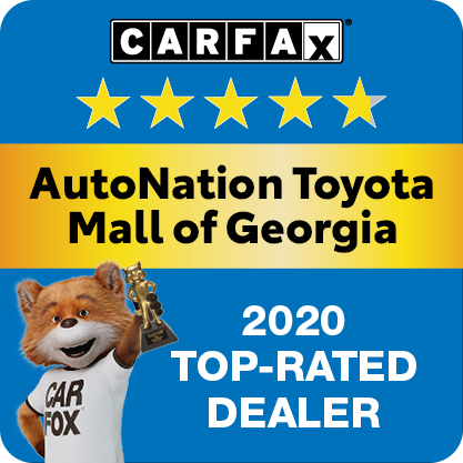AutoNation Toyota Mall of Georgia Recognized as a CARFAX Top-Rated Dealer 2020 CARFAX Top-Rated Dealer badge