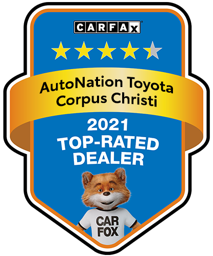 AutoNation Toyota Corpus Christi Recognized as a CARFAX Top-Rated Dealer 2021 CARFAX Top-Rated Dealer badge