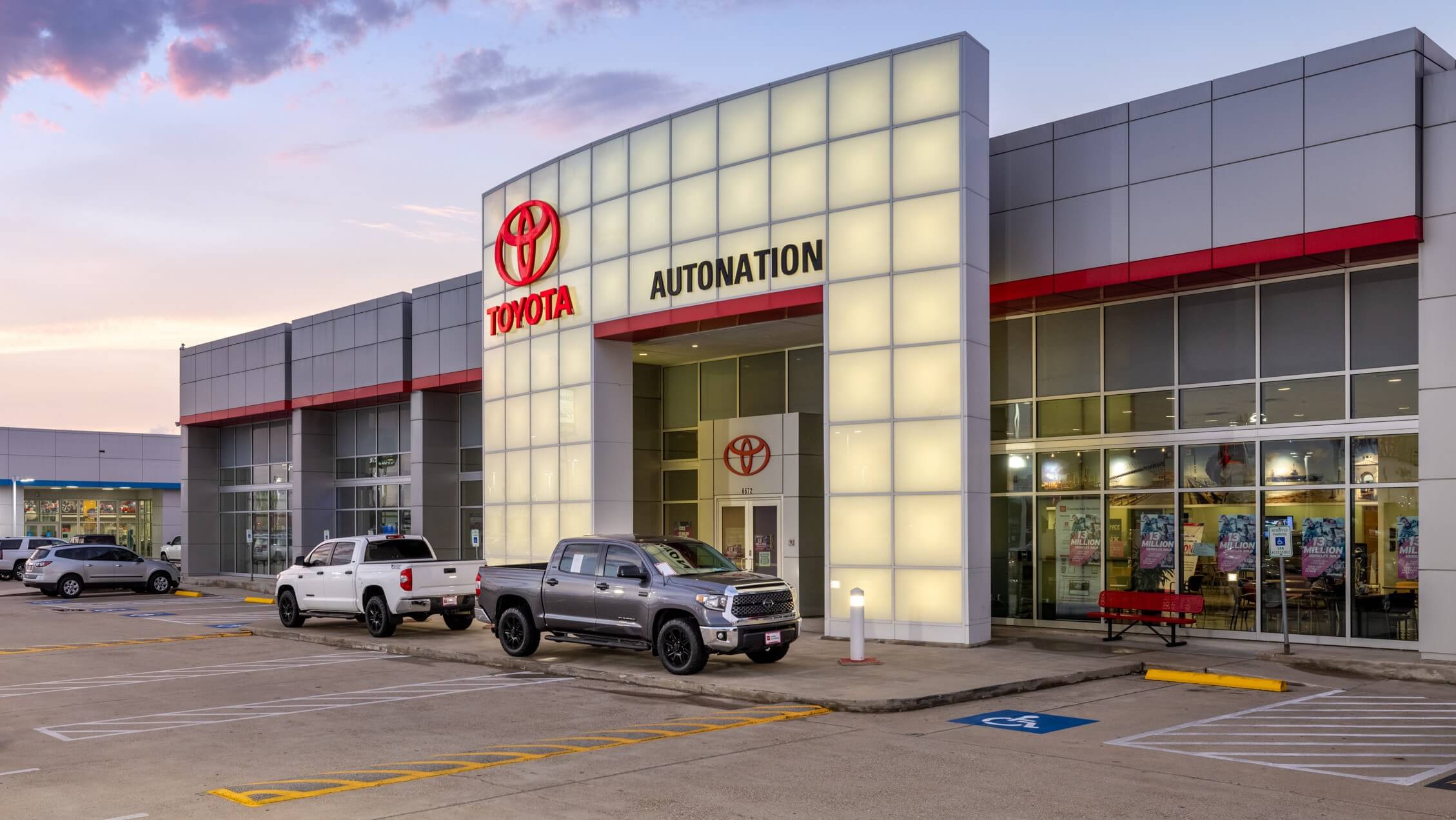 Residents of Portland, TX can visit AutoNation Toyota Corpus Christi to shop new & pre-owned Toyota sedans, SUVs, and trucks Exterior shot of AutoNation Toyota Corpus Christi