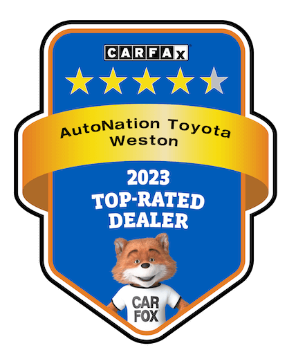 AutoNation Toyota Weston Recognized as a CARFAX Top-Rated Dealer 2023 CARFAX Top-Rated Dealer badge