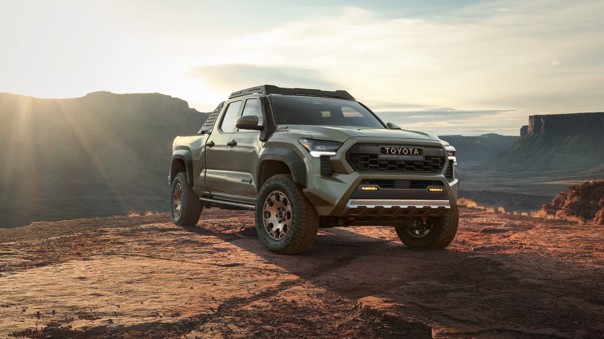 Learn about the Toyota Tacoma Truck Bed Dimensions Exterior shot of Toyota Tacoma Truck Front View