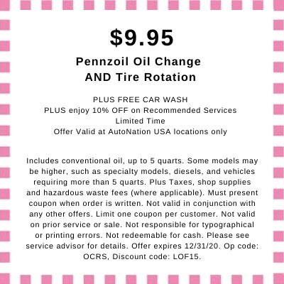 AutoNation USA Coupons - $9.95 Penzoil Oil Change