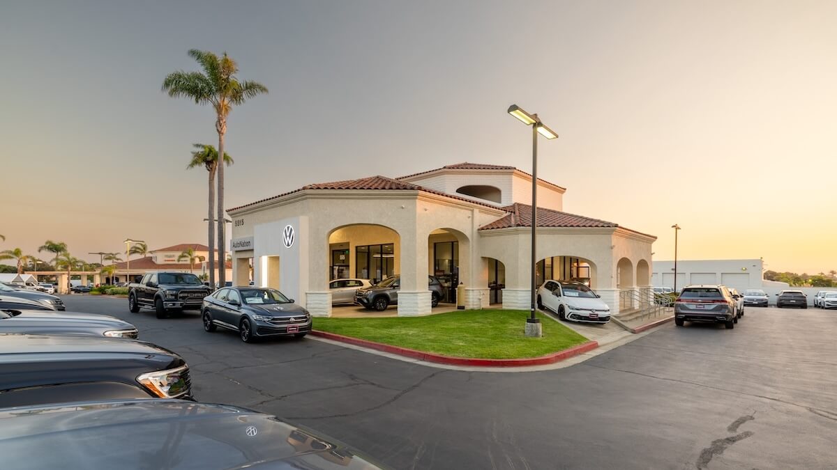 Exterior view of AutoNation Volkswagen Carlsbad, a VW dealer near Irvine