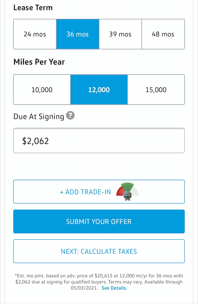 AutoNation Express tool on a mobile device
