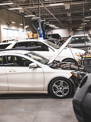 Vehicles waiting to be serviced