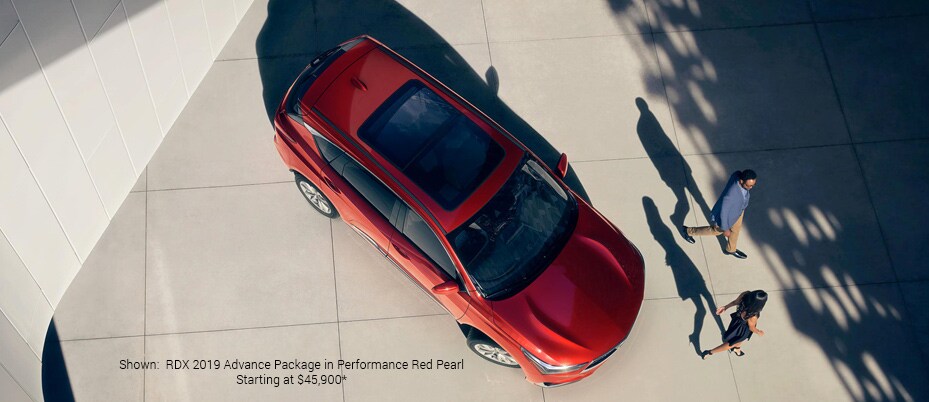 Shown: RDX 2019 Advance Package in Performance Red Pearl Starting at $45,900